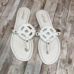 J. McLaughlin Lucy white patent leather  thong Sandals size 10